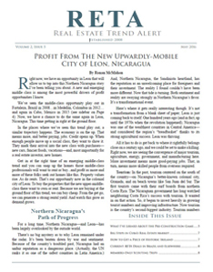 May 2016: Profit From The New Upwardly-Mobile City of Leon, Nicaragua