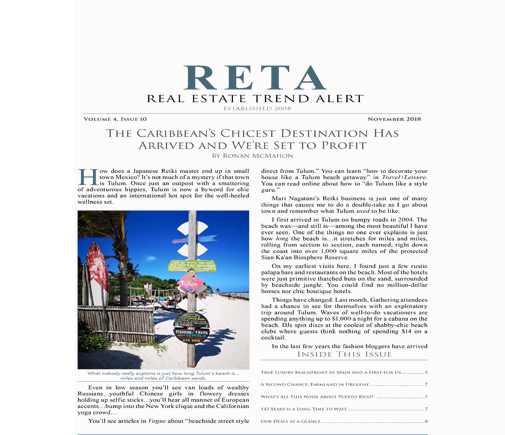 November Issue: Real Beachfront, True Luxury and Under Valued