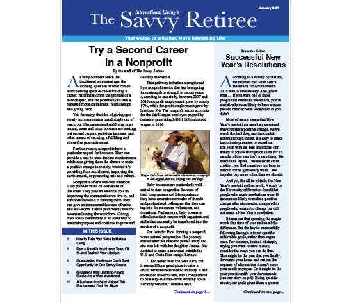 The Savvy Retiree – January 2019