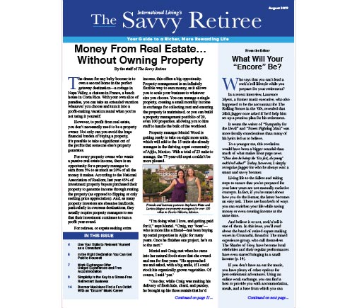 The Savvy Retiree – August 2019